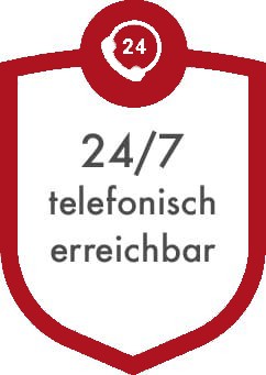 24/7 telefonisch erreichbar